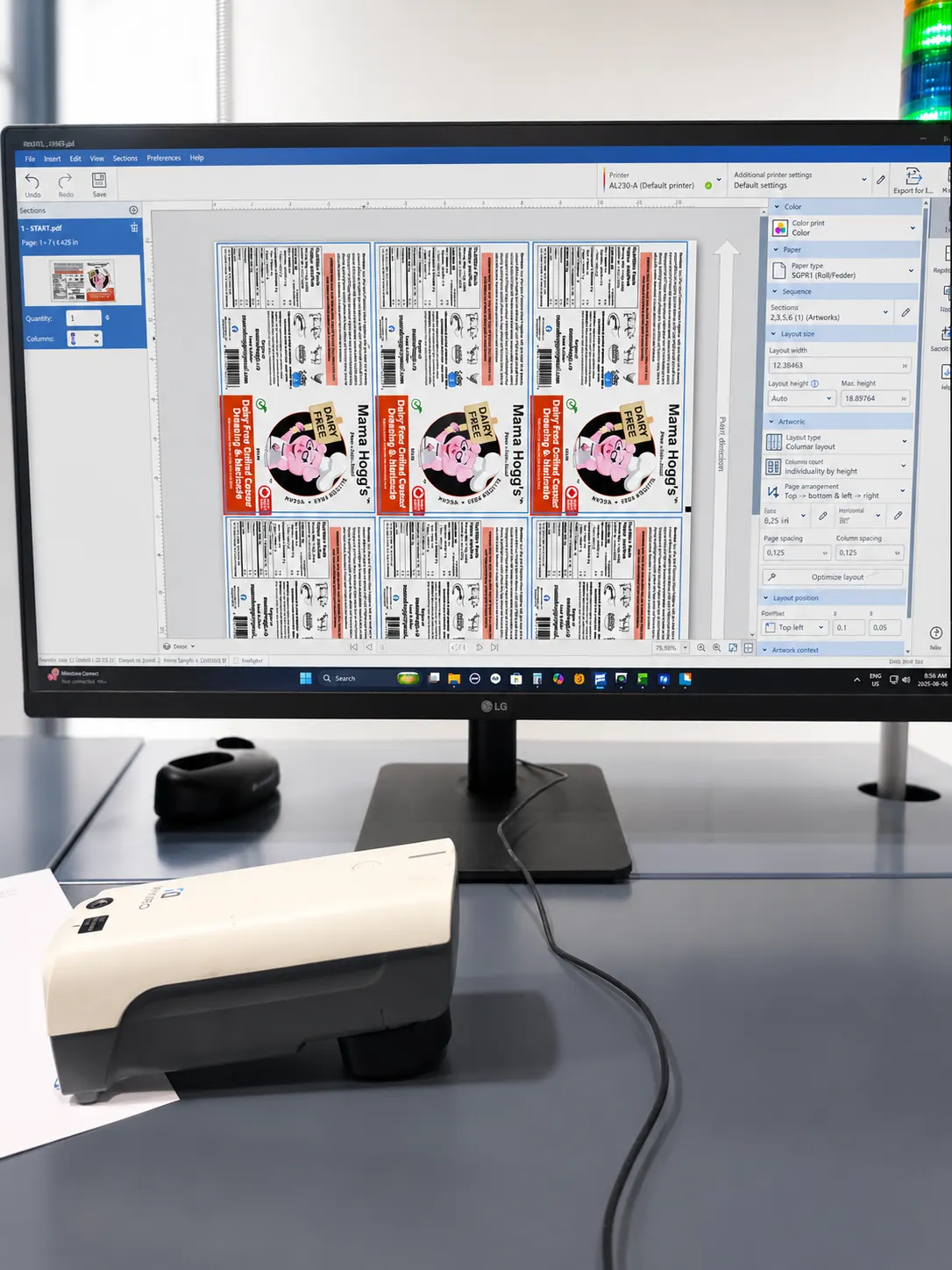 Produce label artwork being prepared at the WD Labels prepress workstation