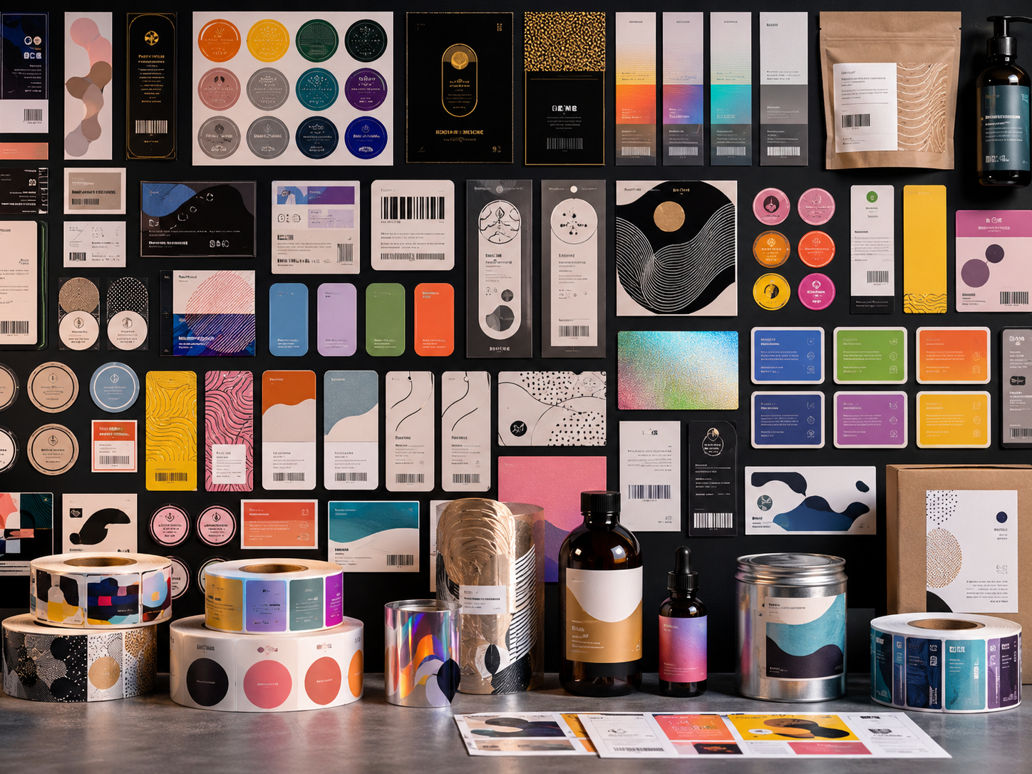 A broad selection of branded product labels manufactured by WD Labels